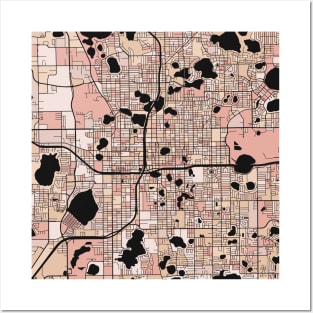 Orlando Map Pattern in Soft Pink Pastels Posters and Art